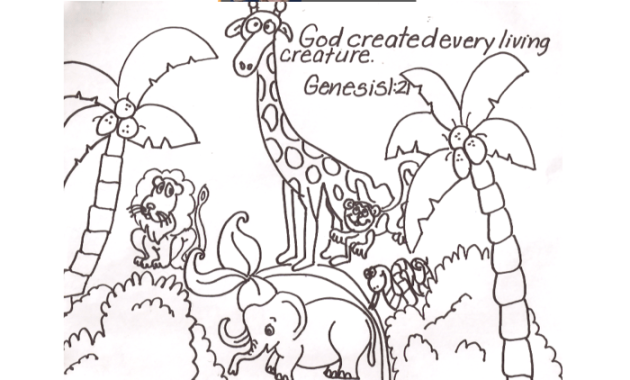 God Created the Animals Coloring Sheets