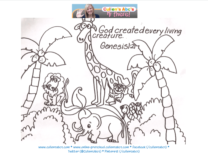 God created the animals coloring sheets