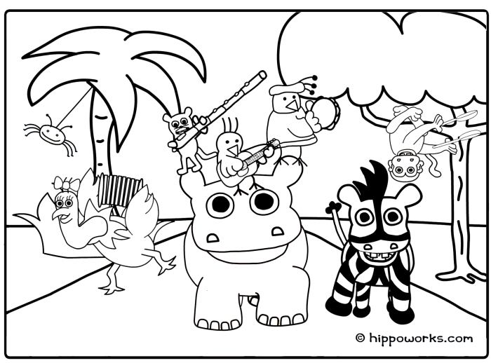 Jungle animals coloring sheet printable