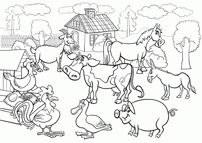 Farm animals coloring printables