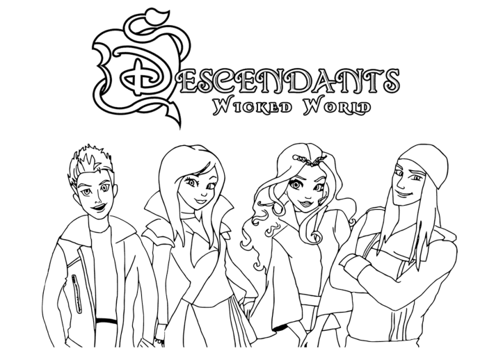 Descendants anime version coloring pages