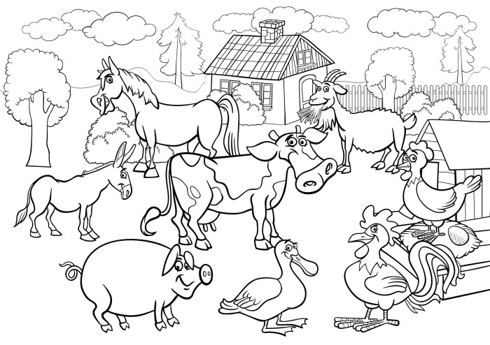 Farm animal coloring book printable