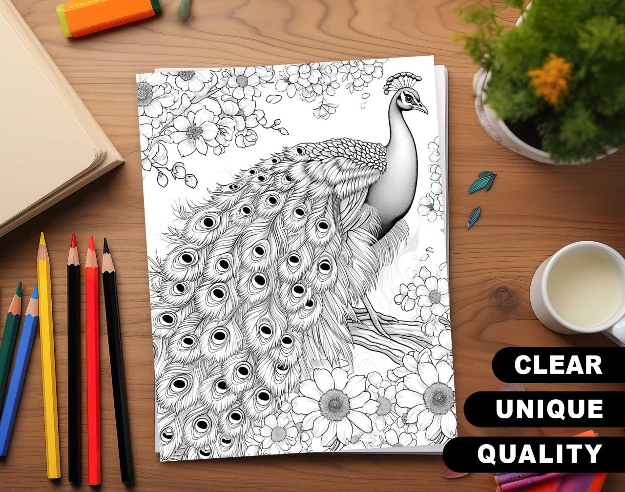 Grayscale coloring pages to print animal