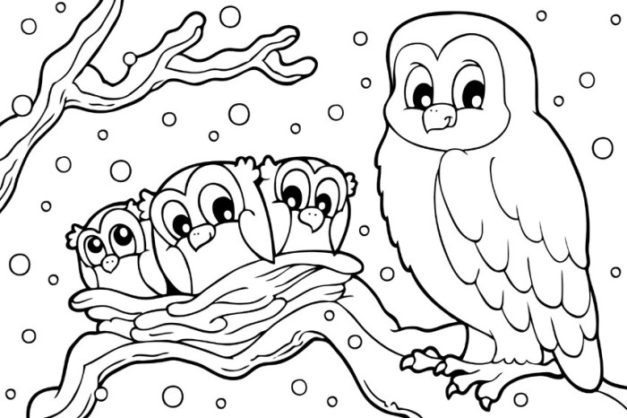 Winter animals coloring pictures