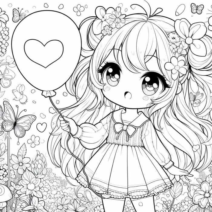 Cute anime coloring sheet