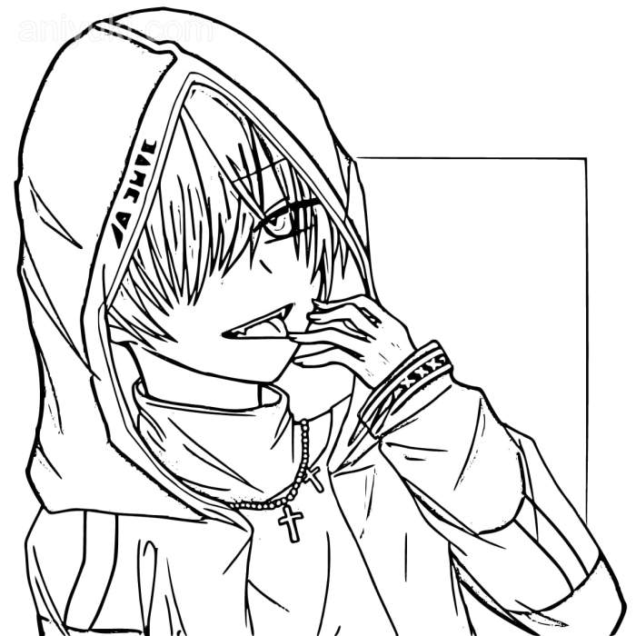 Emo anime boy coloring pages