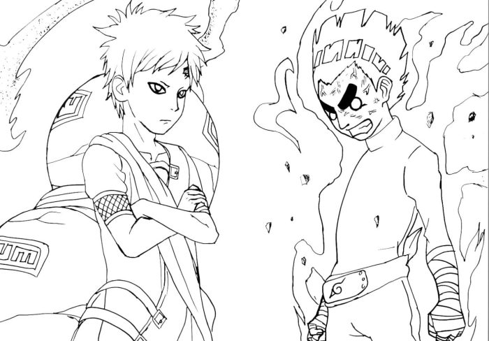 Gaara lee anime coloring pages