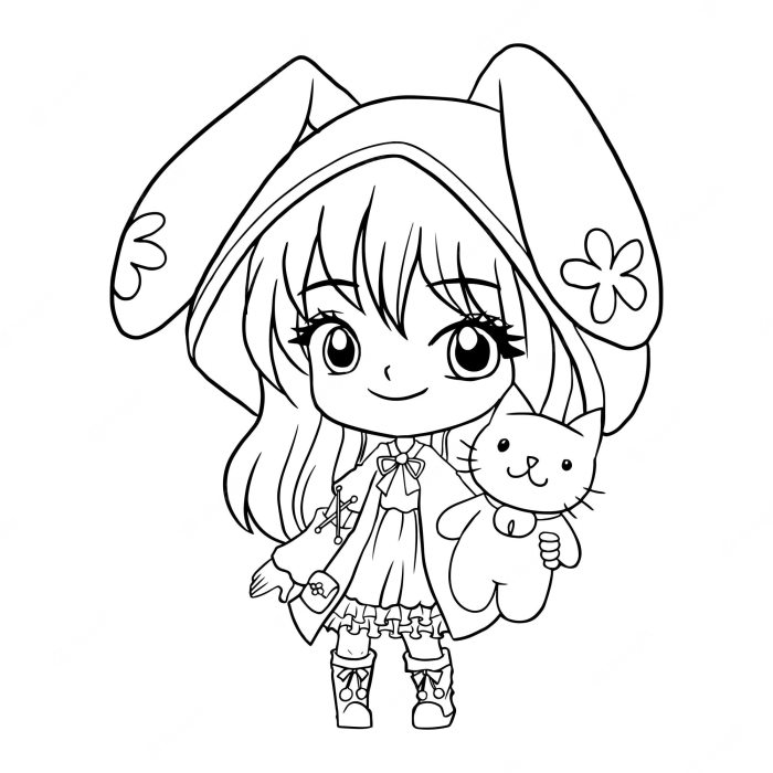 Cute anime coloring sheet