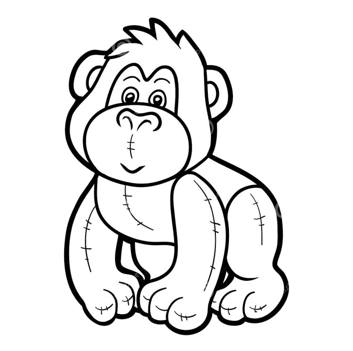 Easy gorilla animal coloring pages