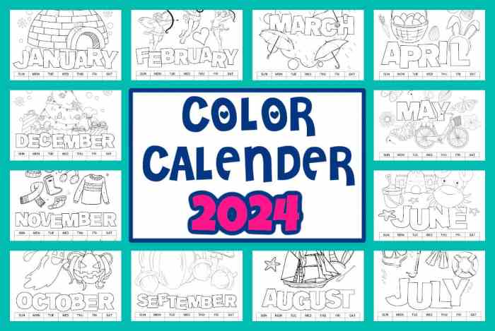 Coloring book calendar 2024