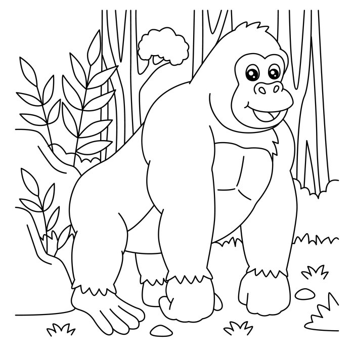 Easy gorilla animal coloring pages