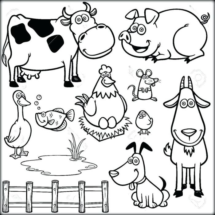 Farm animals preschool coloring pages