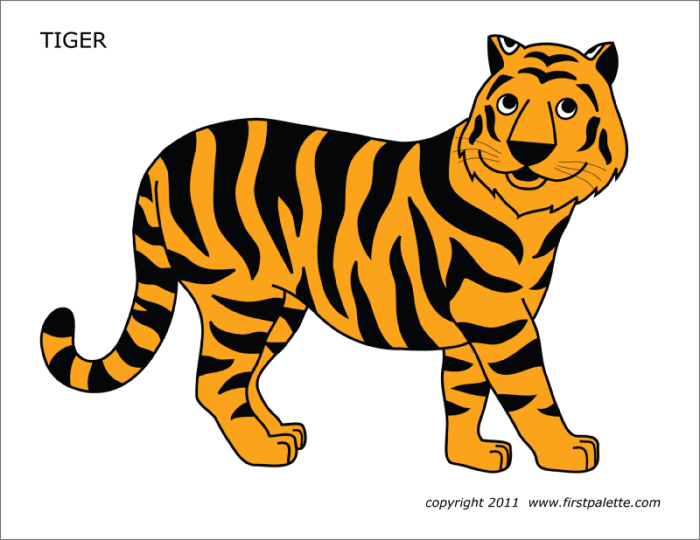 Easy coloring pages of cute animals tiger