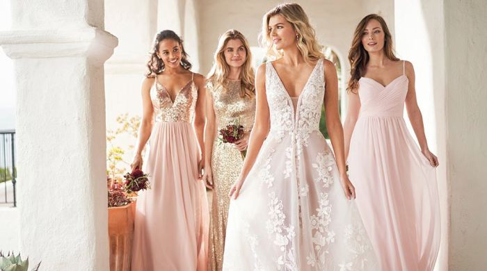 Wedding gown and bridesmaid dresses