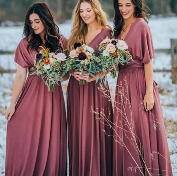 Wedding gown and bridesmaid dresses