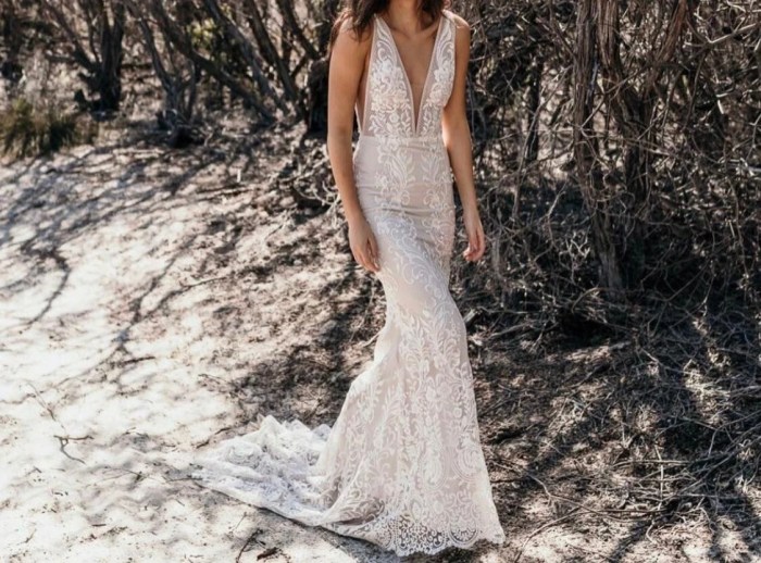 Mermaid boho wedding dress