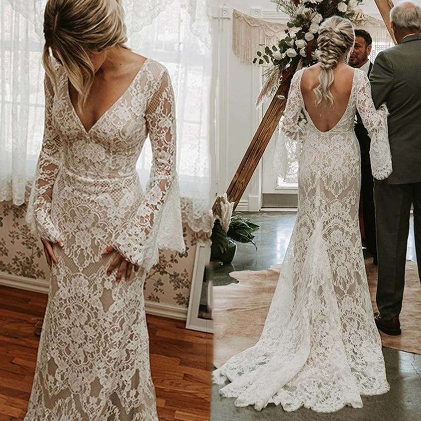 Mermaid boho wedding dress